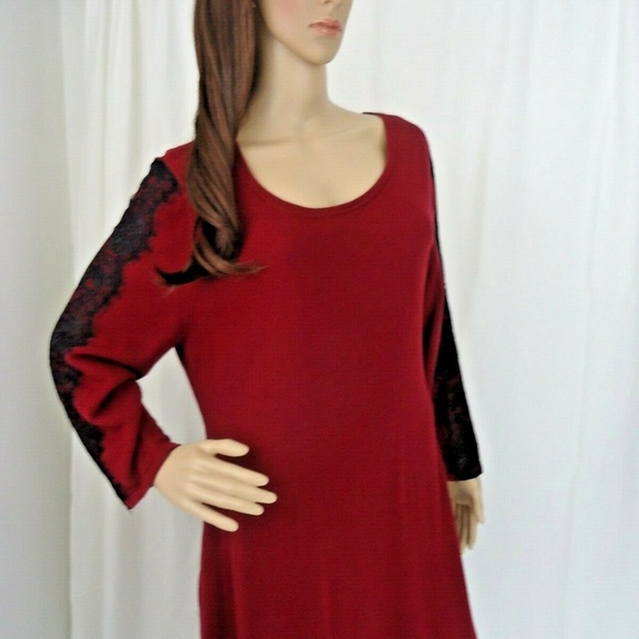 🐧Nine West Bordeaux Sweater Dress Size XL Lace - Picture 2 of 6